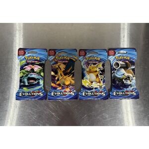 4x Pokemon XY Evolutions Sleeved Booster Packs Art Set Factory Sealed Blister